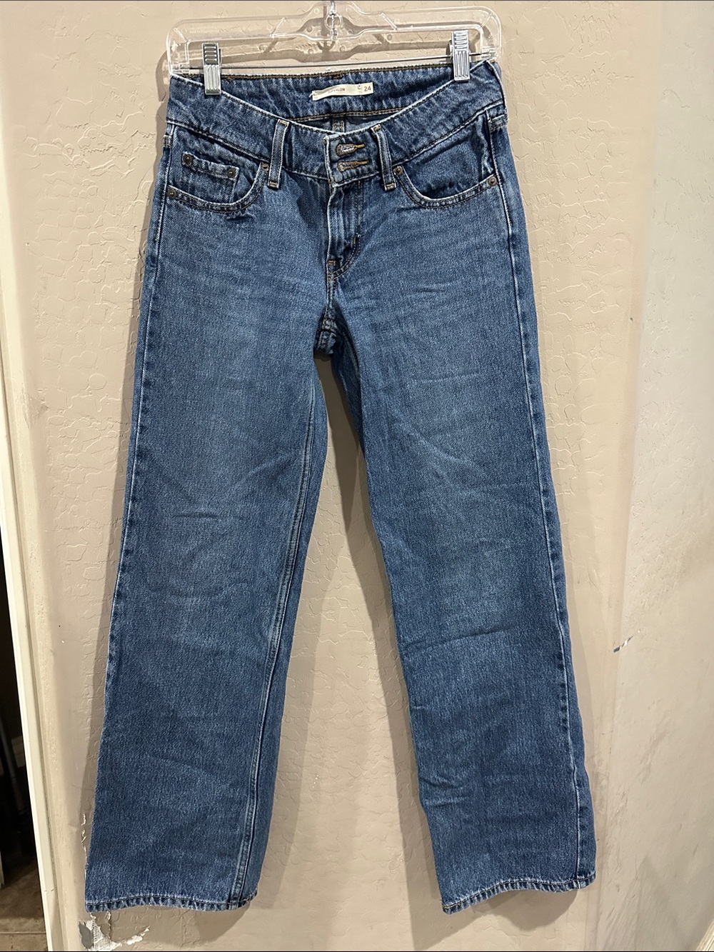 Levi's Women's super low  Medium Blue Straight-Leg Jeans